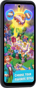Phone with screenshot of game